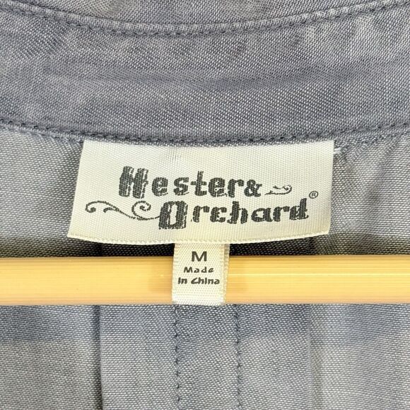 Hester & Orchard Washed Grey Tencel 3/4 Sleeve Shirt Top Tunic Women's Medium - Picture 5 of 6